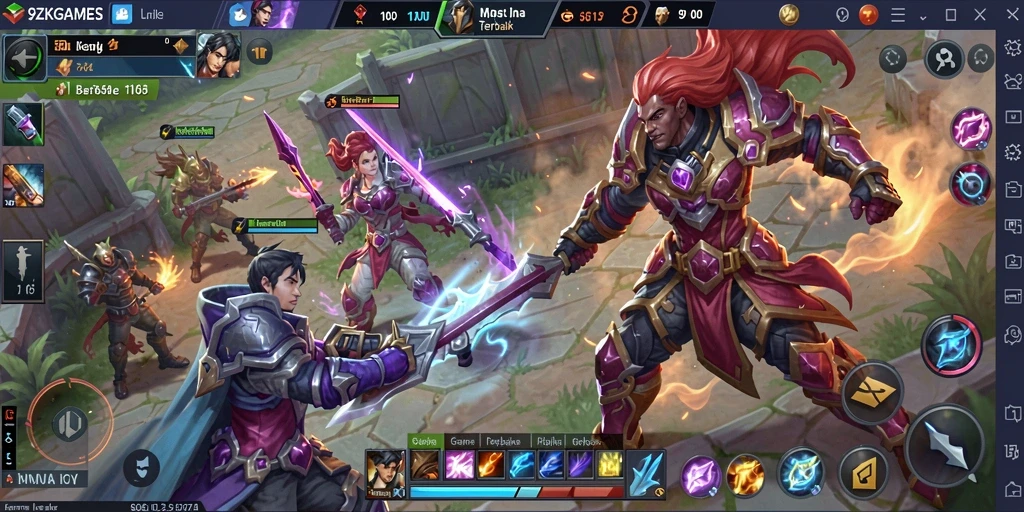 Gameplay seru di dalam 9ZKGAMES dengan pertarungan antar tim.
