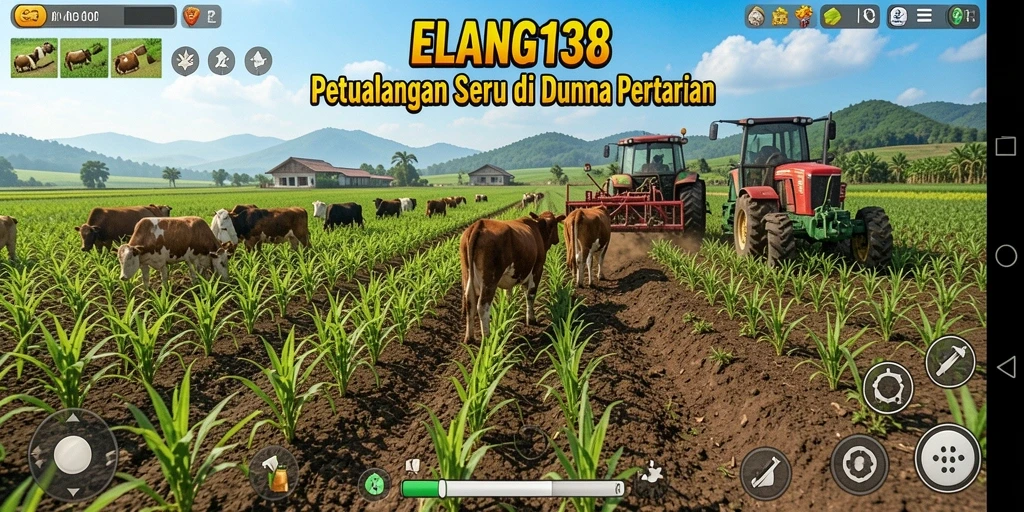 Screenshot gameplay ELANG138 yang menunjukkan kegiatan bertani yang seru.