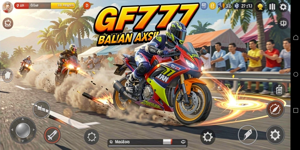 Gameplay seru dalam balapan motor yang mendebarkan.