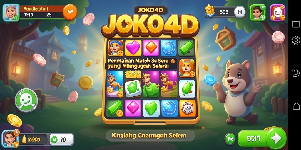 Tampilan menarik gameplay JOKO4D dengan elemen Match-3.