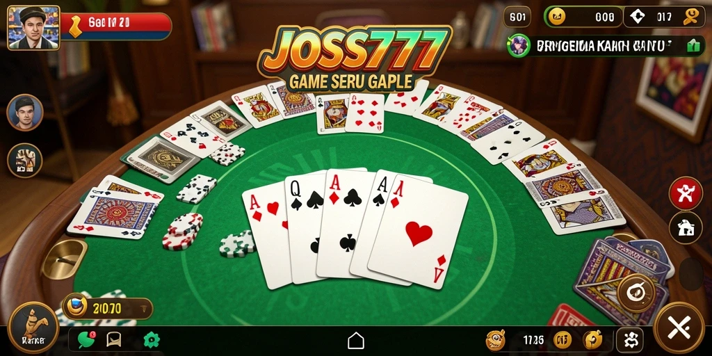 Tampilan gameplay seru JOSS777 dalam permainan Gaple.