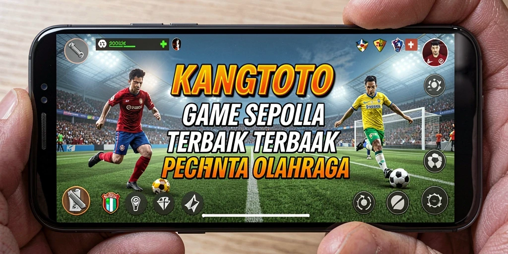 Screenshot gameplay KANGTOTO menampilkan aksi seru dalam pertandingan sepak bola.