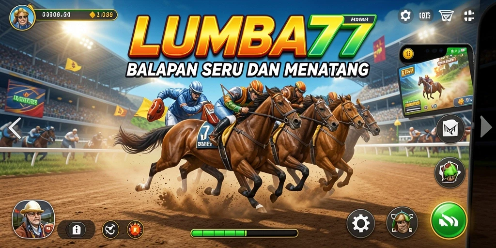 Tampilan gameplay balapan yang intens dan seru di LUMBA77.