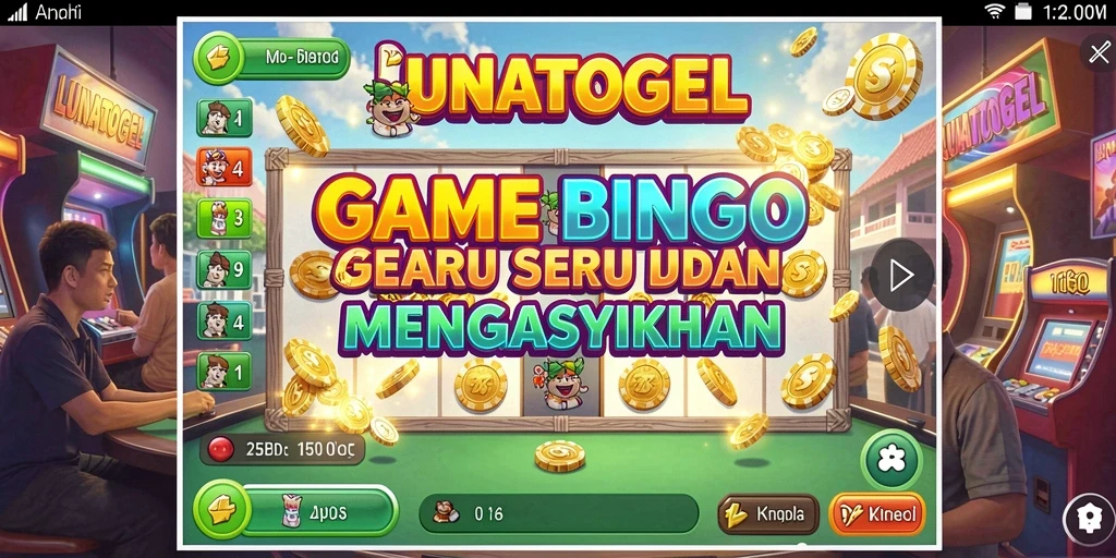 Tampilan gameplay seru LUNATOGEL yang menampilkan momen menarik saat bermain Bingo.
