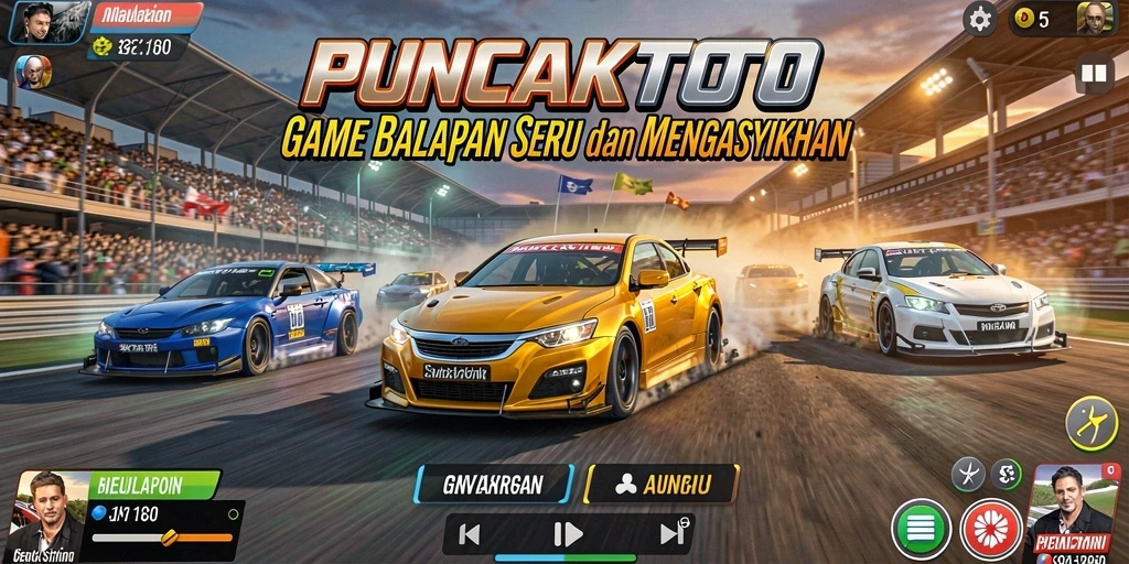 Tampilan gameplay PUNCAKTOTO yang mendebarkan di lintasan balap.