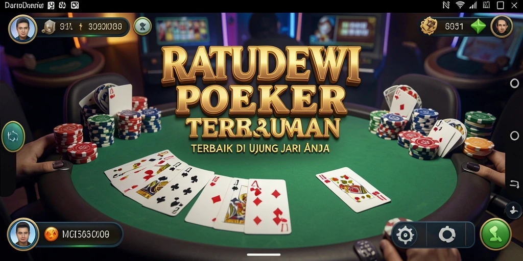 Tampilan gameplay Poker yang menegangkan dan interaktif di RATUDEWI.