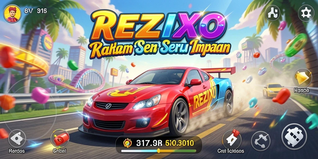 Gameplay seru REZIXO dengan balapan menegangkan di sirkuit virtual.