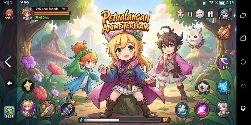 Screenshot gameplay Y89 yang menampilkan aksi karakter Anime.